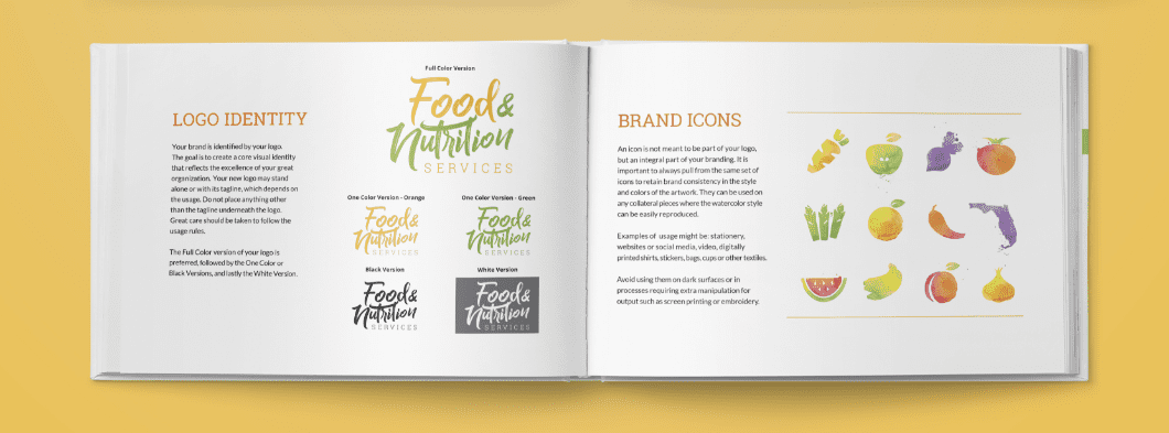 Brevard Public Schools Food & Nutrition Brandbook page Mockup example