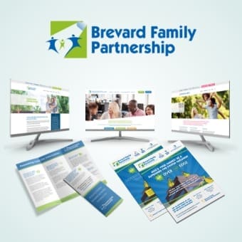 poster image for - Brevard Family Allies - featuring the clients logo on a ghosted background image taken from their website