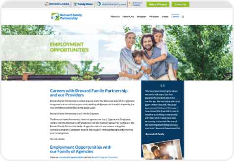 Brevard Family Partnership Websites screen shot 2