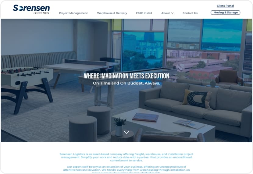 Sorensen Logistics Homepage Desktop website example