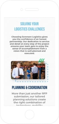 Sorensen Logistics Homepage Mobile website example