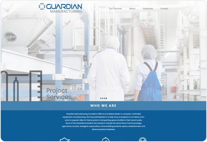 Guardian Ozone Website Desktop website example