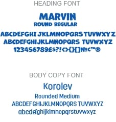 Example of specialized fonts used for a companies branding