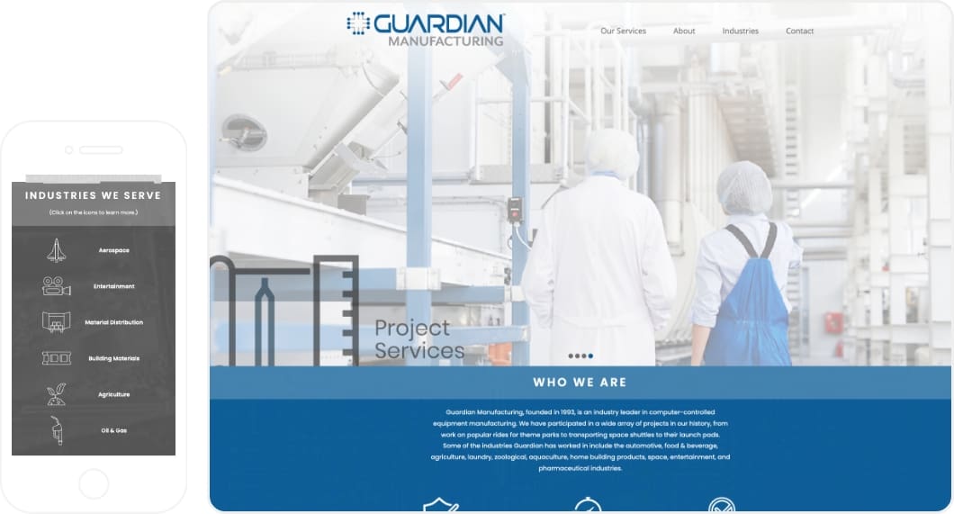 Guardian Ozone Website Desktop and Mobile website examples