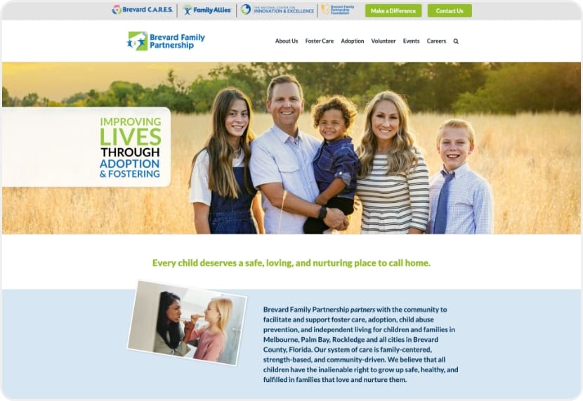 Brevard Family Partnership Websites desktop version