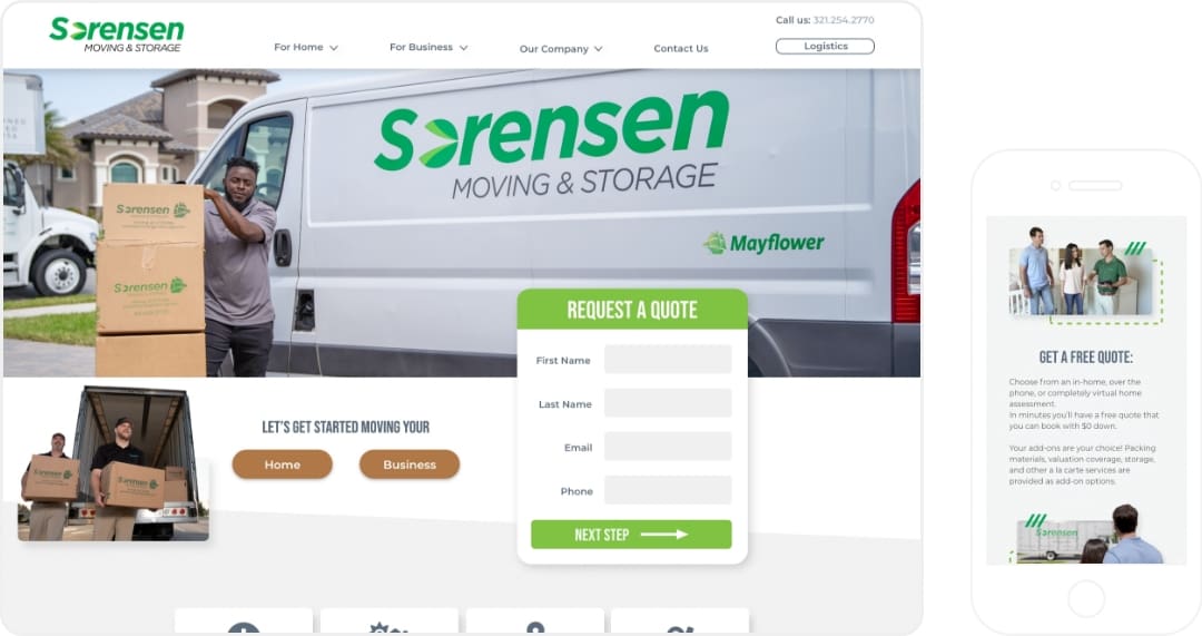 Sorensen Moving and Storage Website example
