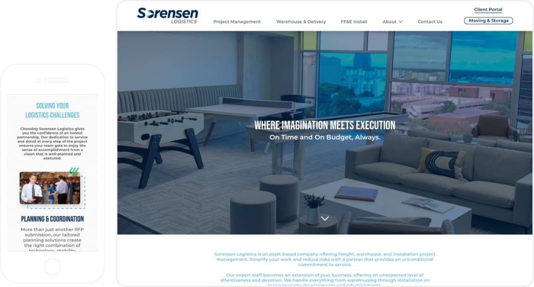 Sorensen Logistics Homepage Desktop and Mobile Combo