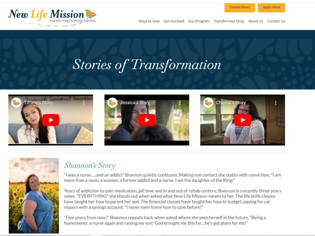 View stories on New Life Mission's Website